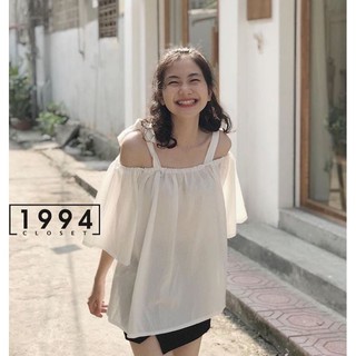 áo trễ vai buộc nơ 8218 trắng SM828 1994closet