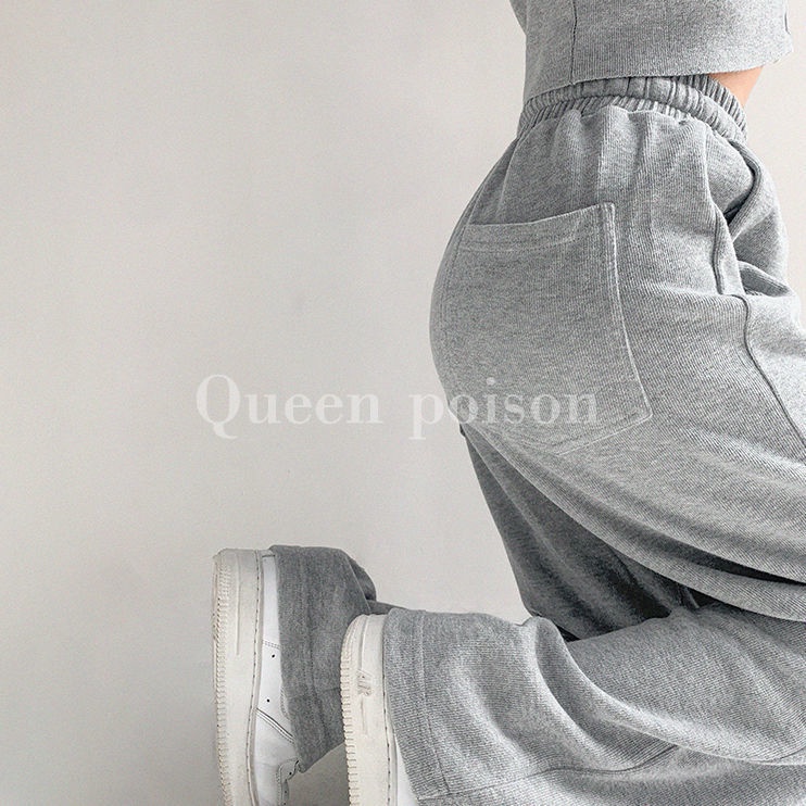 Quần COZOKC thể thao ống rộng lưng cao phong cách Hàn Quốc