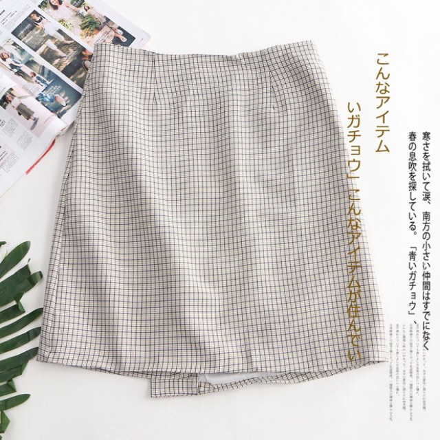 [Quynhmai2204]Chân váy cotton kẻ caro đắp vạt phối túi hàng xuất dư | BigBuy360 - bigbuy360.vn