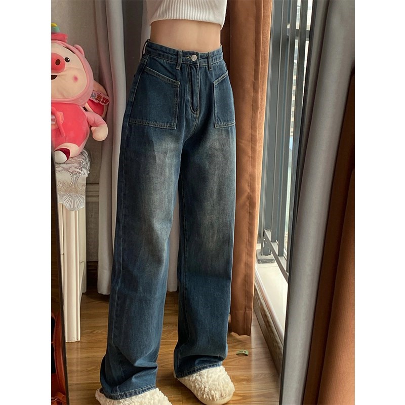 Quần jeans Nữ Lưng Cao Ống Rộng Thời Trang vintage