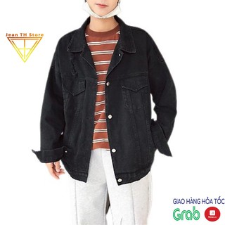 Áo khoác jean unisex nam TH Store phối hình chữ thập, áo khoác bò cá tính phong cách ulzzang