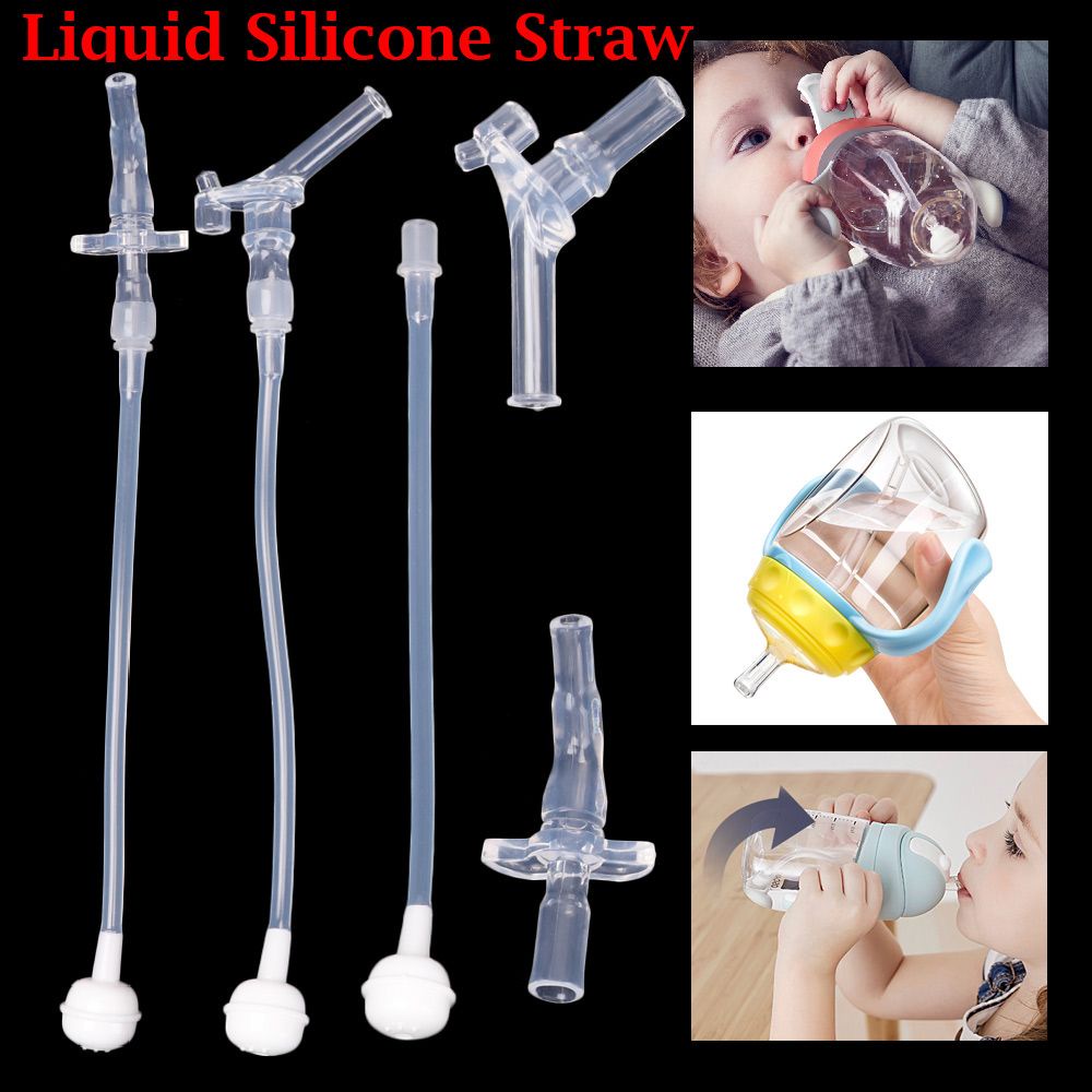 Bộ 10 chiếc ống hút bằng silicon dẻo dùng trong thực phẩm nhiều kiểu thiết kế tùy chọn dành cho bình sữa em bé