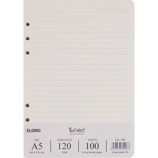 RUỘT sổ còng KLONG A4-A5-B5 Caro-lined-Dash-Dot, HXGS giấy refill binder A4-A5-B5 klong