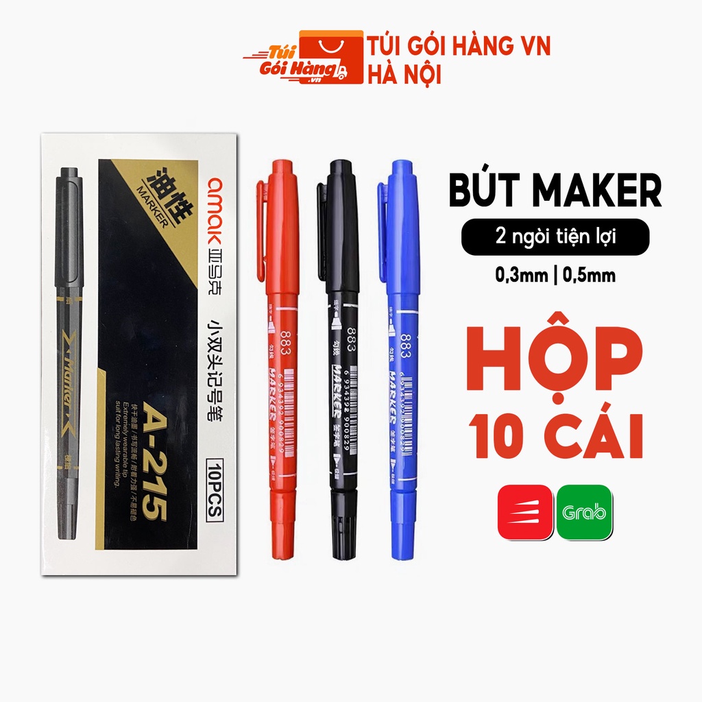 Hộp 10 Cái Bút Double Maker 2 Ngòi Ghi Hóa Đơn Nhanh Khô Mực