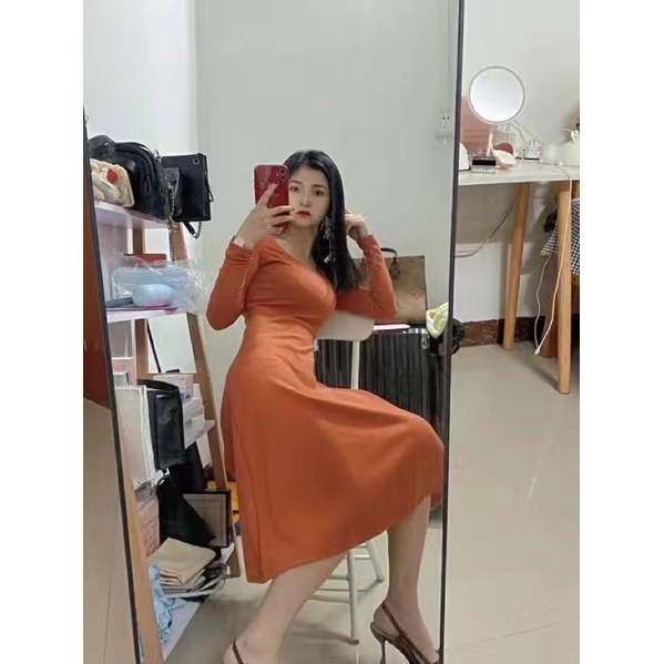 Váy Len Dệt Kim Phong Cách Hepburn Thời Trang Quảng Châu