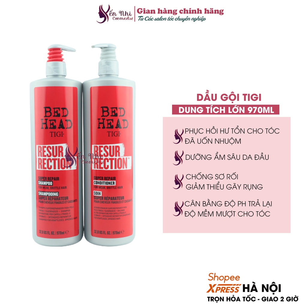 Dầu gội tigi đỏ  tái sinh siêu phục hồi cho tóc khô xơ hư tổn tigi bed head 970ml