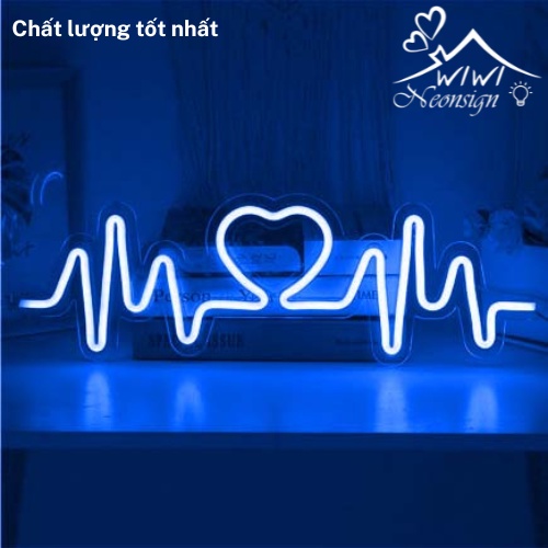 Đèn led neon hình nhip đập trái tim | 52x16 cm | Đèn led neon theo yêu cầu trang trí decor quà tặng cực chất