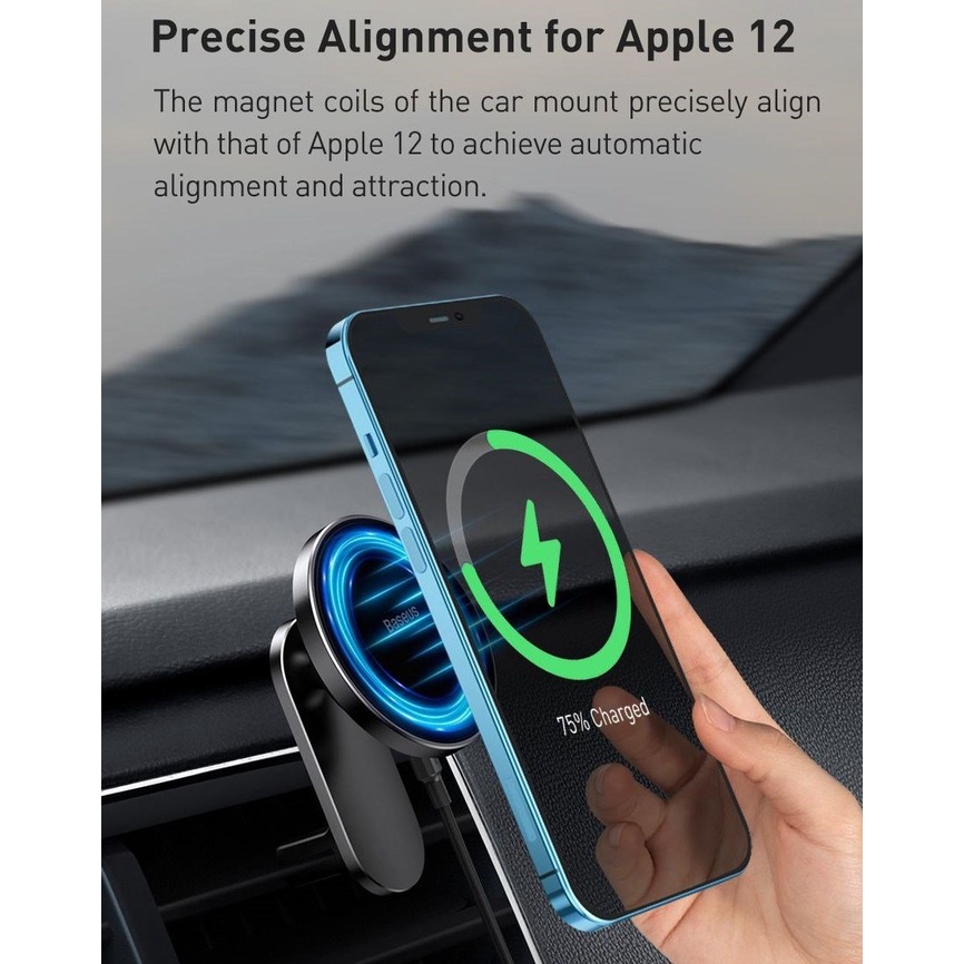 Đế giữ WXJN-01 điện thoại nam châm MagSafe Sạc không dây Baseus Big Energy Car Mount Wireless Charger