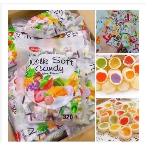 Set 3 Gói Kẹo Dẻo Milk Soft Candy Trái Cây gói 320g- Thái Lan