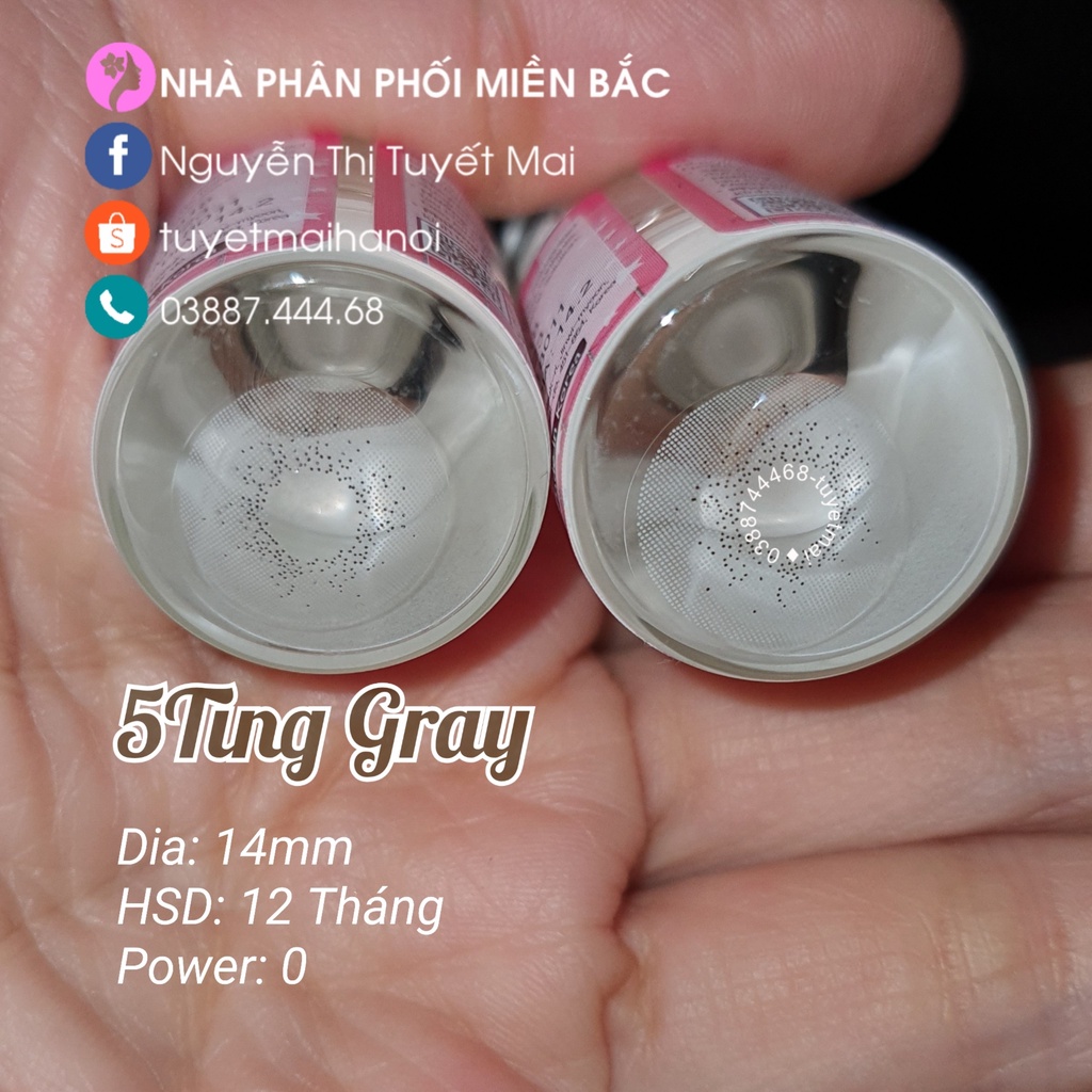 Lens Xám Tây Nổi Bật 5ting Gray 14mm 0 Độ Đẹp Xuất Sắc - Kính Áp Tròng Hàn Quốc Vassen Sexy Me