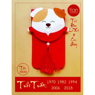 TÚI ĐEO LÌ XÌ  HANDMADE 12 CON GIÁP: TUẤT