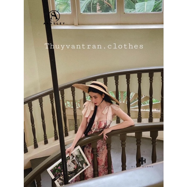 Váy hoa xoè buộc dây nơ ashley