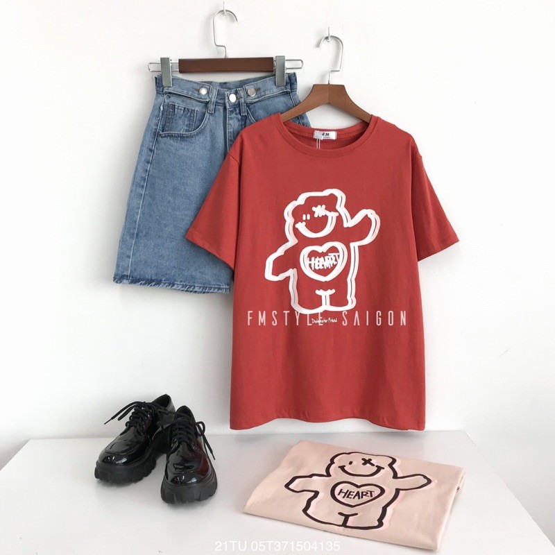 Áo thun tay ngắn in hình gấu cười ulzzang thời trang nữ Fmstyle Saigon 21TU05T371504 | BigBuy360 - bigbuy360.vn