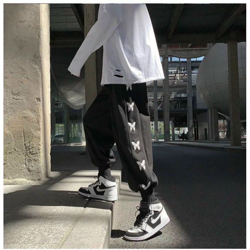 Quần jocker unisex in hình bướm dọc sọc mang đậm thể thao(có video)