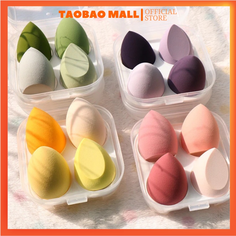 Set 4 Mút tán kem nền, phấn nước mút trang điểm dạng giọt nước siêu tiện dụng, mềm mại, dễ tán và dễ dàng vệ sinh