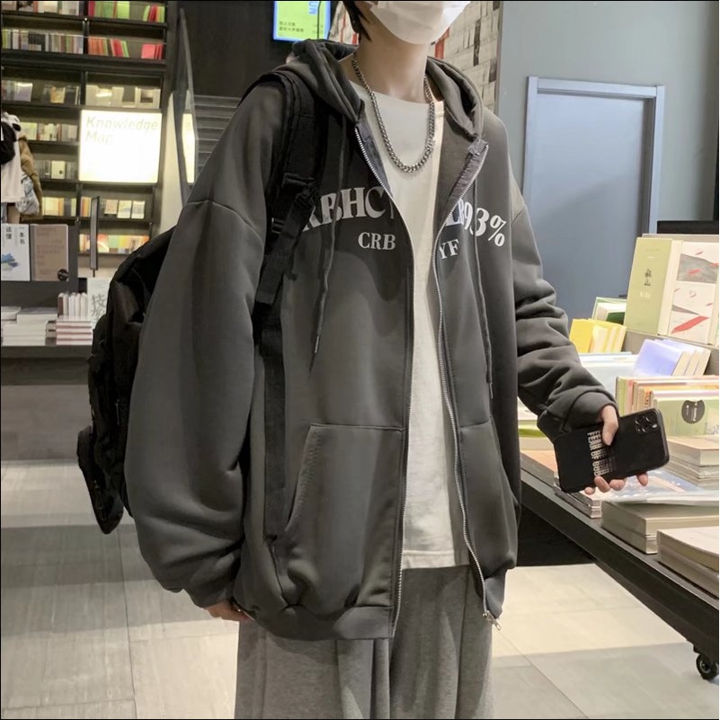 Áo Khoác hoodied Thể Thao Màu Sắc Đơn Giản Phong Cách from rộng áo hoodie dây kéo phong cách Hàn Quốc áo khoác bóng chày nam