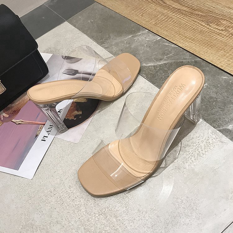 Dép Cao Gót IELGY Quai Trong Suốt Đế 7/9cm Thời Trang Cho Nữ