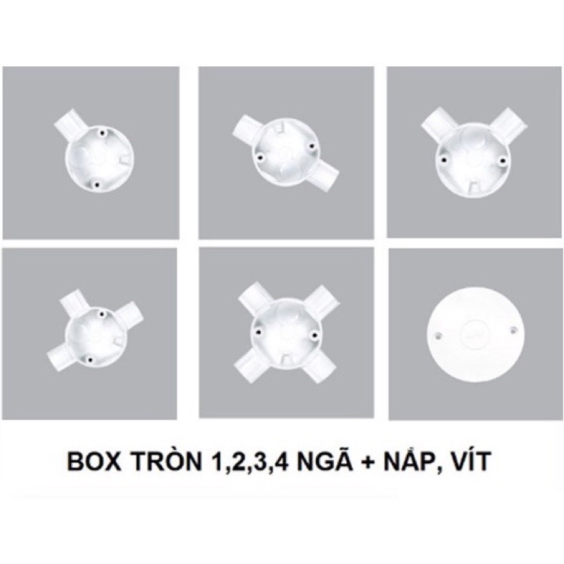 Hộp nối dây điện tròn 1,2,3,4 chia ngã phi 16, 20, 25 đã bao gồm nắp