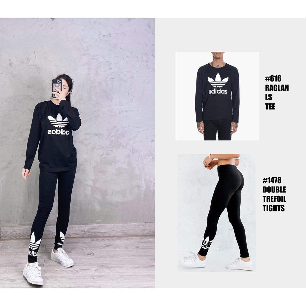 (HÀNG XUẤT XỊN) Áo das đen tay dài 616 TREFOIL LS TEE full tag code  Size XS S M L