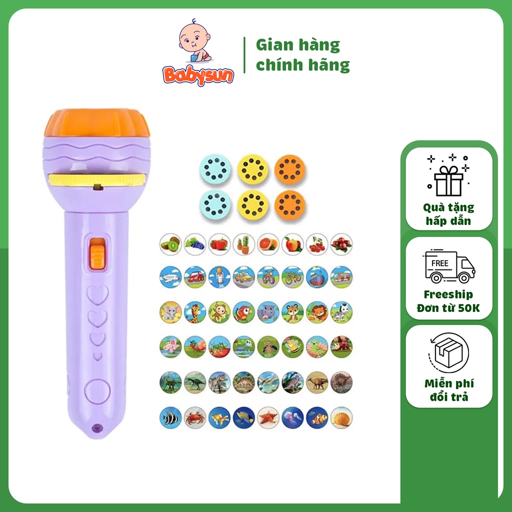 Đèn pin chiếu hình 3d cho bé 80 hình, đồ chơi phát triển trí tuệ cực kì hiệu quả cho trẻ