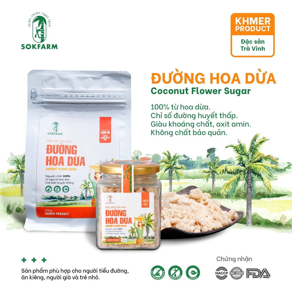 Đường Hoa Dừa Sokfarm 250gr/ Túi xuất khẩu USA