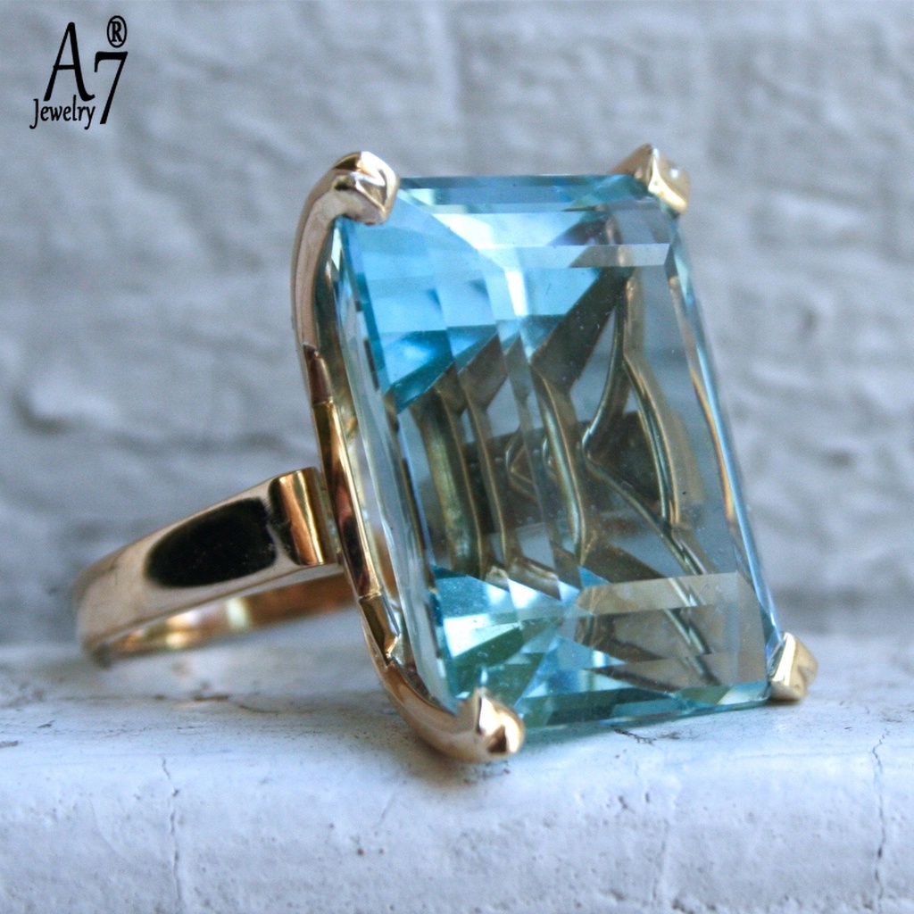 Nhẫn bạc S925 đính đá Topaz xanh navy phong cách thời trang cho nữ