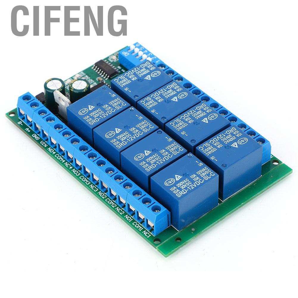 Cifeng DC 12V 8 Channel RS485 Relay Command Programmable Control Module Board