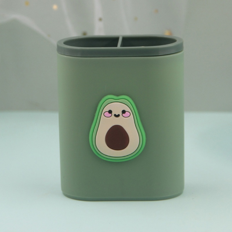 Ống đựng bút để bàn chia 2 ngăn thiết kế hoạt hình đáng yêu tiện lợi cho học sinh người lớn