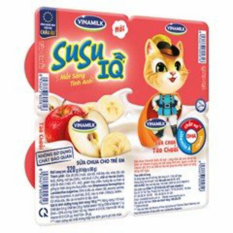 Sữa chua ăn SuSu IQ loại táo chuối - Vỉ 4 hộp x 80g
