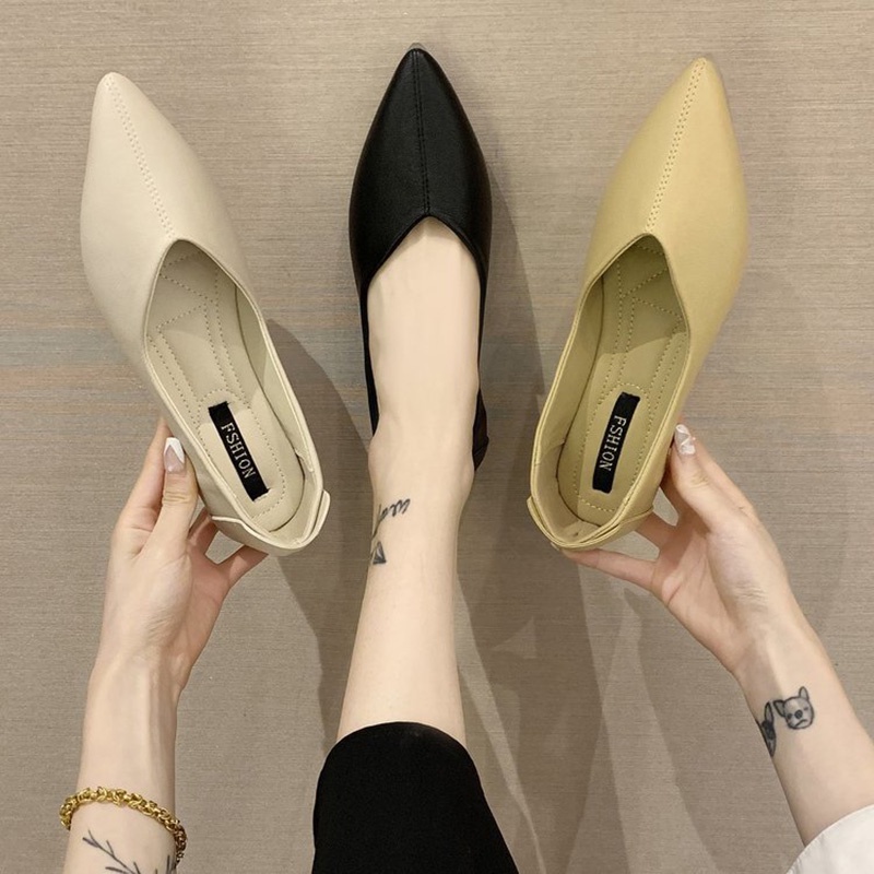 Giày Cao Gót Mũi Nhọn Màu Sắc Thanh Lịch Cho Nữ