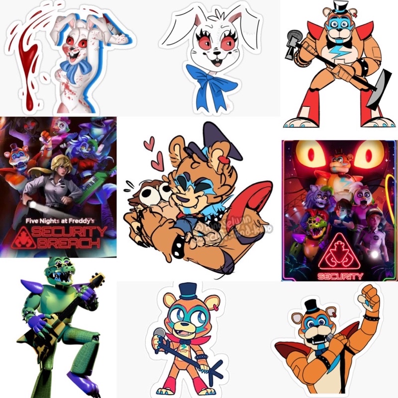 Ảnh dán Sticker Fnaf security breach 30-60 hình ép lụa khác nhau/ Hình dán fnaf security breach