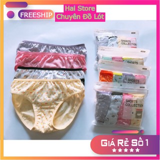 ❤️free ship❤️ sét 4 quần chip cotton cho bé gái túi zip