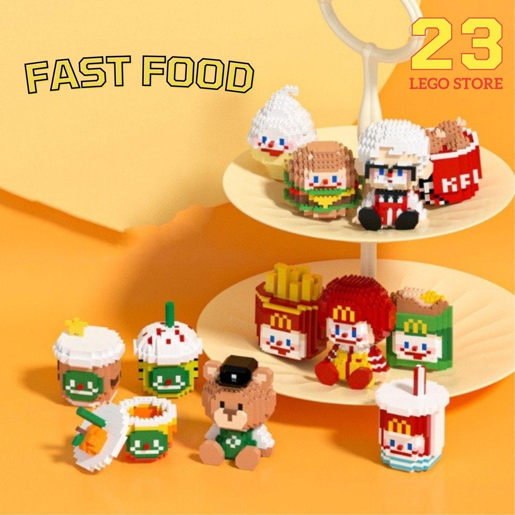 Đồ chơi lắp ráp nhân vật đồ ăn nhanh fast food đáng yêu dùng làm đồ chơi, quà tặng độc đáo