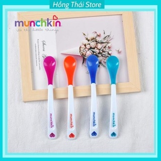 Thìa ăn dặm báo nóng silicon munchkin mỹ cho bé ăn dặm