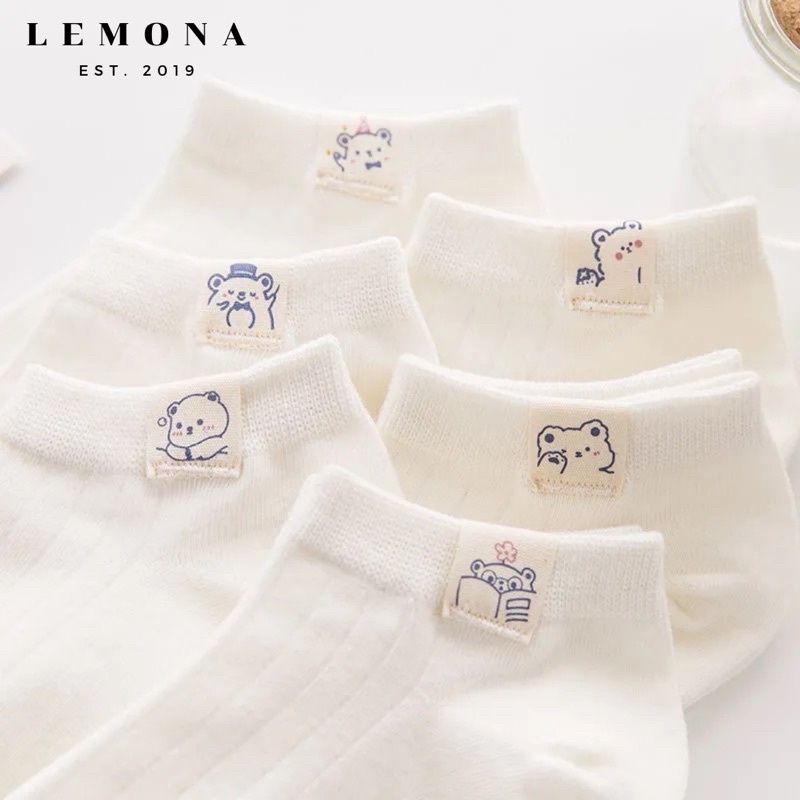 Tất Chân Tem Gấu, Vớ Hàn Quốc Tag Bear Dễ Thương