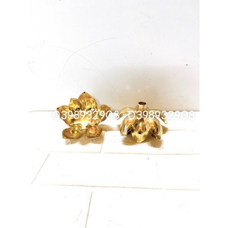 Hoa sen nến đồng bóng cao 7 x 10 cm nặng 470gr chất liệu bằng đồng
