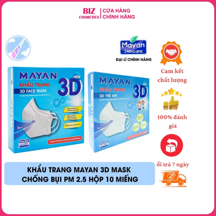  Khẩu Trang Mayan 3D Mask Pm2.5 Medi Freesize Màng Lọc N95