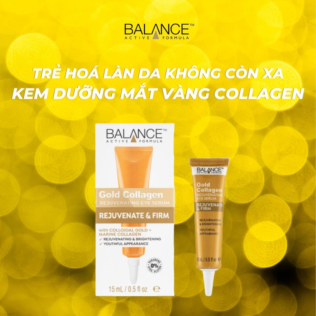 Tinh Chất Dưỡng Mắt, Giảm Nếp Nhăn Balance Active Formula Gold Collagen Serum 15ml