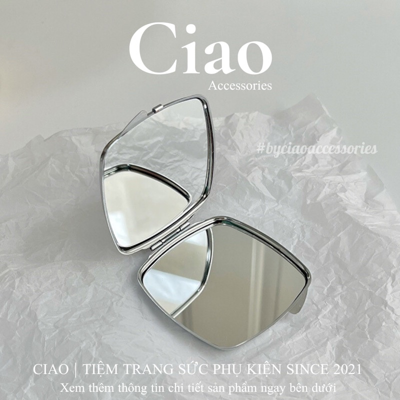 [HOẢ TỐC 1H] Gương cầm tay bản vuông/ tròn 2 mặt đơn giản tinh tế Ciao accessories
