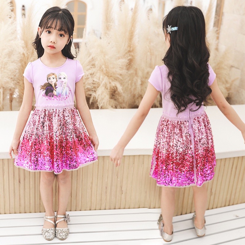 Váy elsa kim sa cho bé gái lấp lánh dễ thương chất đẹp hàng quảng châu cao cấp EKSBB01