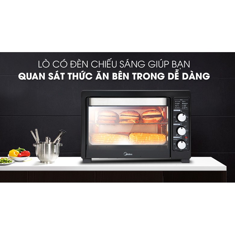 Lò nướng Midea MEO-38AGY8 38 lít nướng thịt cá, nướng bánh, quay gà vịt