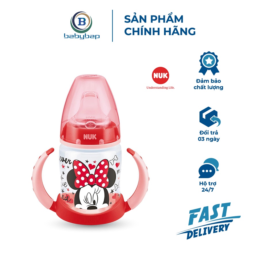 Bình Tập Uống NUK PP Mickey 150ml Đầu Hút Silicone Y Tế Mềm, Độ Bền Tốt