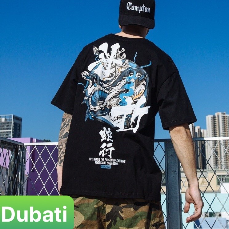 ÁO THUN NAM NỮ CON RẮN FORM RỘNG TAY LỠ HOT TREND MẠNH MẼ SÀNH ĐIỆU VẢI DÀY MIN - DUBAI FASHION