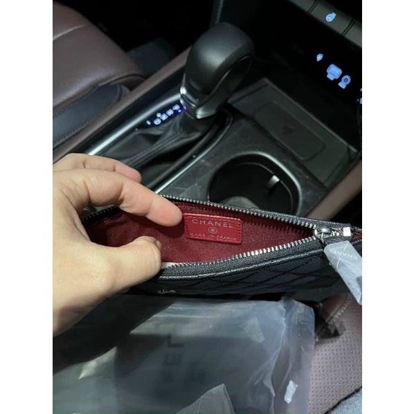 TNS-Ví card holder có ngăn điện thoại siêu hottrend gift set-chất da xịn chần trám màu đen classic