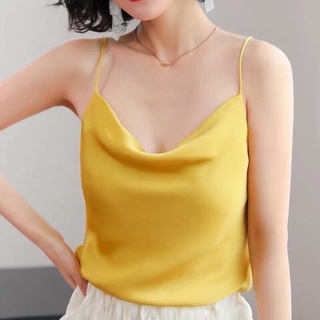 Áo 2 Dây cổ đổ Lụa hàn Dáng basic vintage