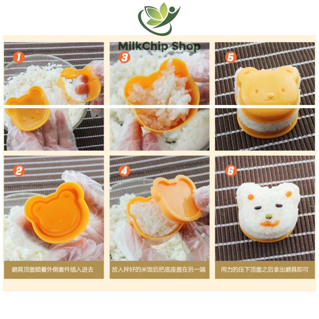 Khuôn Cơm Bento Ép Cơm Tạo Hình Thỏ Gấu Mèo Kitty Đáng Yêu Cho Bé Ăn Ngon Miệng (Bộ 3 Khuôn)