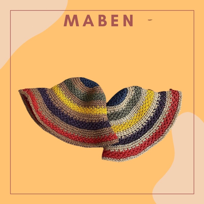 Mũ cói đan nhiều màu che nắng du lịch - Maben
