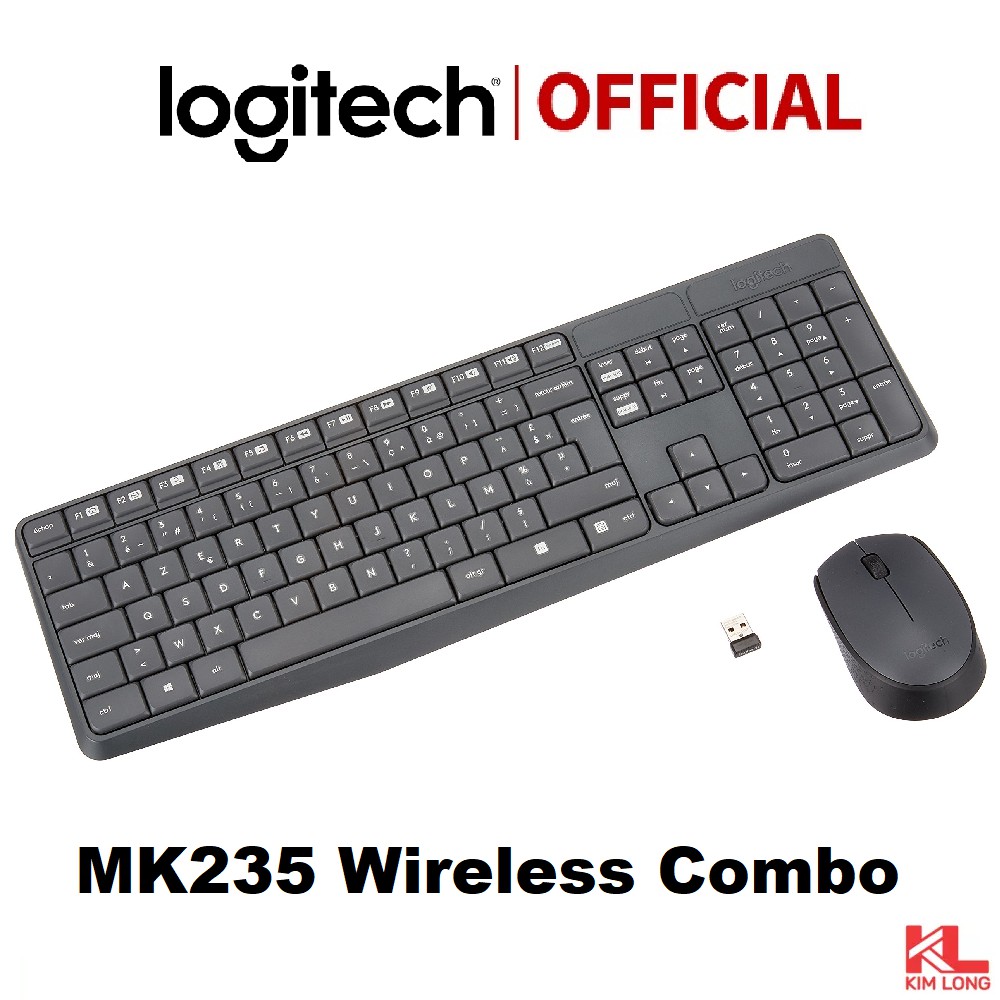 Bàn phím chuột Logitech MK235 Wireless Không dây - Hàng chính hãng