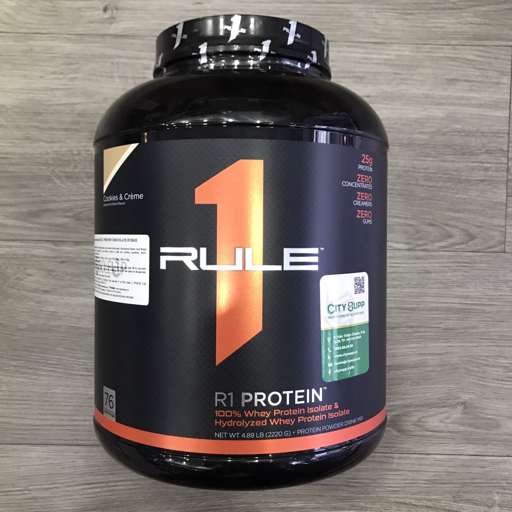Rule 1 Whey Protein Isolate và Hydrolyzed  Hỗ Trợ Tăng Cơ/Giảm Mỡ, 25g Protein, 6g BCAA
