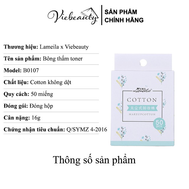 [Loại mỏng] Bông Thấm Toner Hộp 50 Miếng Lameila - Viebeauty | BigBuy360 - bigbuy360.vn